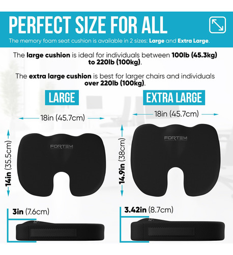 Almofada De Cadeira Fortem Orthopaedic Memory Foam Black Vel - Imagem 2
