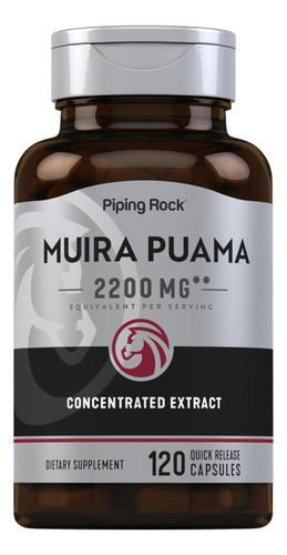 Extrato De Raiz De Piping Rock Muira Puama 2200 Mg | 120 Cáp