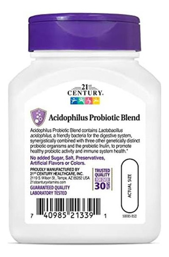 Cápsulas Acidophilus Do Século 21, Contagem De 100 - Imagem 8