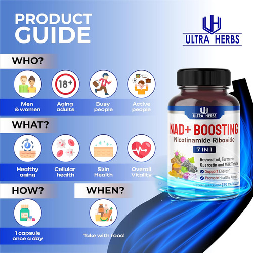 Suplemento Dietario Ultra Herbs, Nad+, 7 En 1, 90 Capsulas - Imagem 5