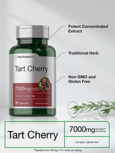 Suplemento Horbaach Tart Cherry Extract 7000mg 90 Cápsulas - Imagem 3