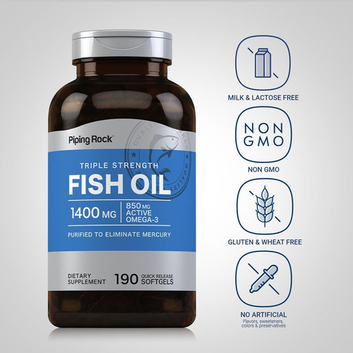 Suplemento De Óleo De Peixe Piping Rock Ômega 3 | 1400mg | 1 - Imagem 3