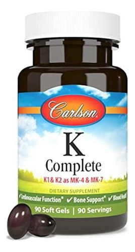 Cápsulas Gelatinosas Completas Carlson Labs K, 90 Contagens - Imagem 5