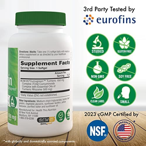 Saúde Através Da Nutrição Curcumina 650mg Bcm-95 Curcugreen - Imagem 2