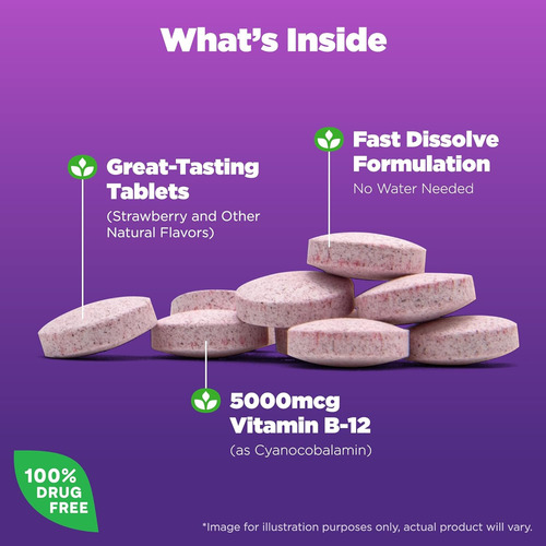 Comprimidos De Dissolução Rápida De Vitamina B12 Natrol, Pro - Imagem 3