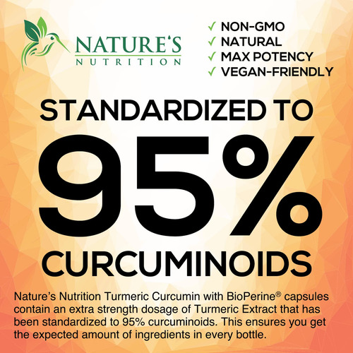 Suplemento Nature's Nutrition Cúrcuma Curcumina 1950 Mg - Imagem 3