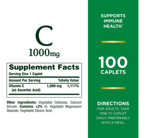Suplemento Nature's Bounty Vitamina C 1000 Mg 100 Cápsulas - Imagem 2
