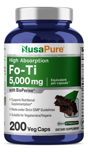 Suplemento Nusapure Fo-ti 5000 Mg Por 200 Cápsulas Vegetais