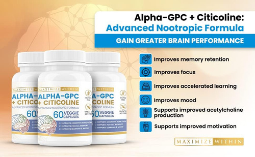 Maximizar Dentro De Alpha Gpc + Citicolina 60 Ct, 1600mg Fór - Imagem 7