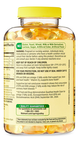 Omega 3 2000mg Mais D3 1000iu Spring Valley 120 Cápsulas - Imagem 5