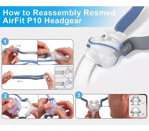 Capacete De 5 Peças Para Almofada Nasal Airfit P10, Alças De - Imagem 7