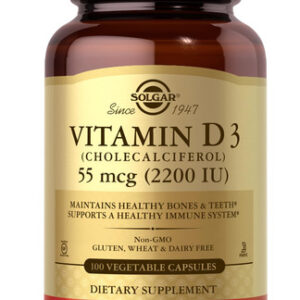 Suplemento Solgar Vitamina D3 55mcg (2200iu) 100 Cápsulas