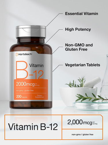Suplemento De Vitamina B12 Horbäach 2000mcg 200 Comprimidos - Imagem 3
