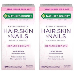 Kit 2 Hair Skin Unhas 5000mcg Nature Bounty 150 Cápsulas