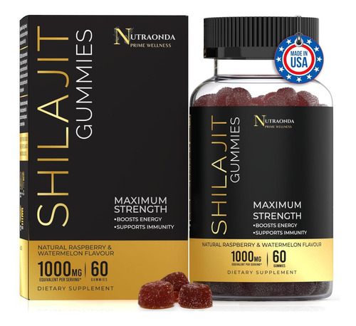 Gomas Shilajit Premium 60 Contagens - 1000mg Shilajit Puro D