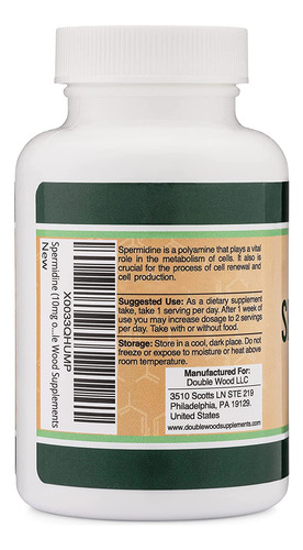 Suplemento Double Wood Spermidine 10mg 120 Cápsulas 99% - Imagem 3