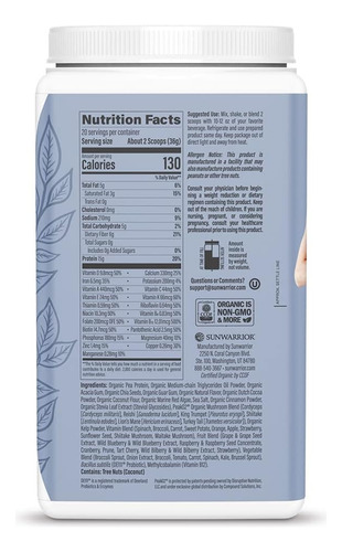 Sunwarrior Vegan Protein Superfood Shake Substituição De Ref - Imagem 2
