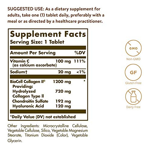 Suplemento De Ácido Hialurônico Solgar 120 Mg 30 Comprimidos - Imagem 2
