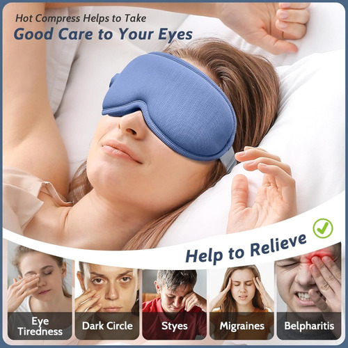 Máscara De Olhos Massageadora Aquecida Sem Fio, Bloqueadora - Imagem 7