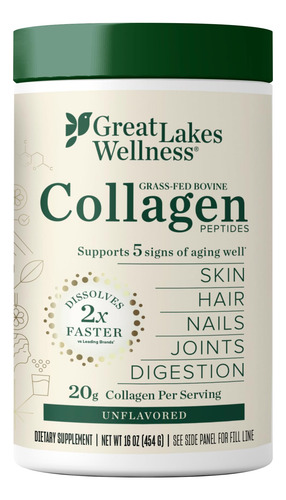 Peptídeos De Colágeno Em Pó Great Lakes Wellness 473ml Unfla