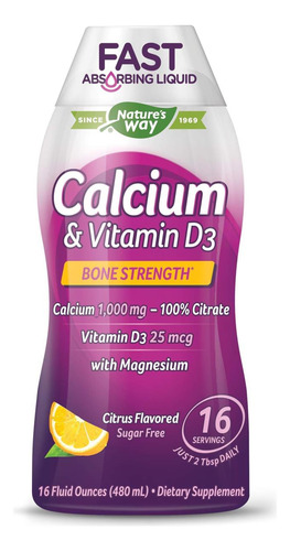 Suplemento De Cálcio E Vitamina D3 Da Natures Way, 16 Onças