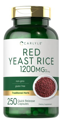 Suplemento Carlyle Red Yeast Rice 1200 Mg 250 Cápsulas