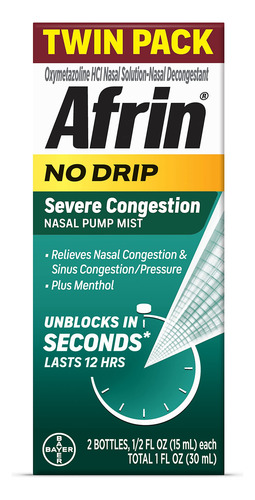 Spray Nasal Afrin No Drip Severe Congestão 15 Ml 12 Horas