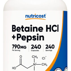 Suplemento Nutricost Betaína Hcl + Pepsina 790 Mg 240 Cápsul