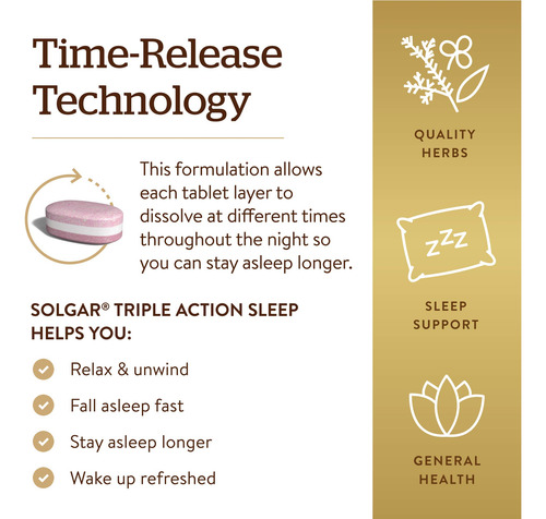 Suplemento Para Dormir Solgar Triple Action Sleep 60 Comprim - Imagem 4