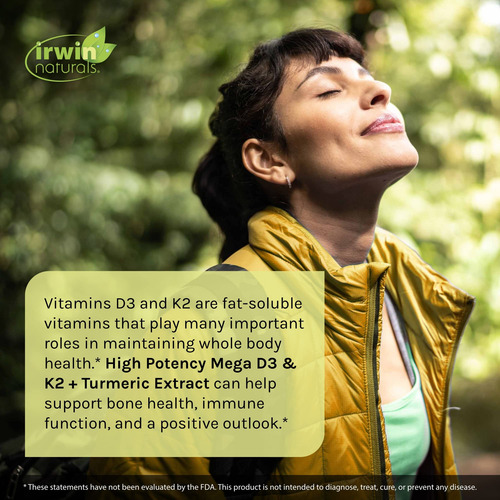 Suplemento Irwin Naturals De Alta Potência Mega D3 E K2+ Tur - Imagem 3