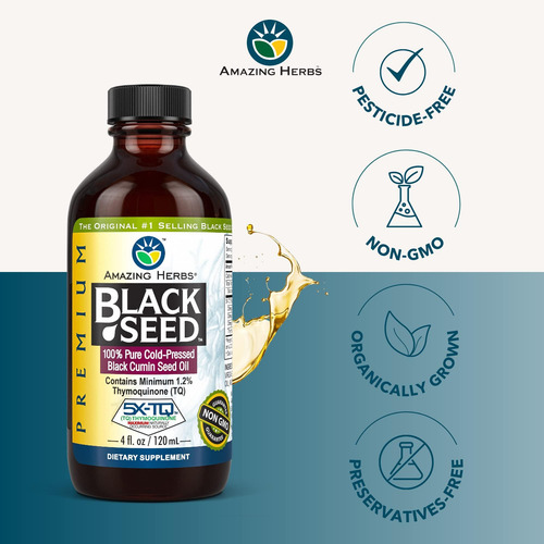 Óleo De Semente Preta Premium Amazing Herbs - Sem Glúten, Se - Imagem 3