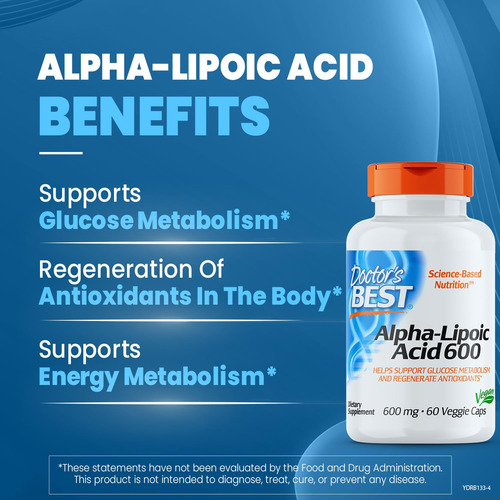 Suplemento De Ácido Alfa-lipóico Doctor's Best 600 60 Cápsul - Imagem 2