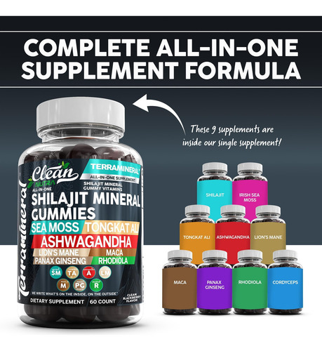 Gommias Terramineral Shilajit Com Moss Sea Irlandês Tongkat - Imagem 2