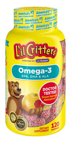 Omega 3 Infantil Lil Critters 120 Gomas Importado Brasil