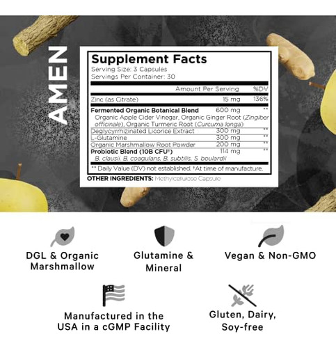 Amen Leaky Gut Supplements - Fórmula Avançada Com L Glutamin - Imagem 2