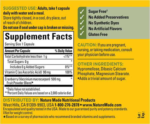 Suplemento De Cranberry Nature Made 500 Mg Com Vitamina C Pa - Imagem 6
