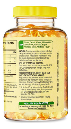 Omega 3 Mini 1000 Mg De Óleo De Peixe Spring Valley 120 Cáps - Imagem 5