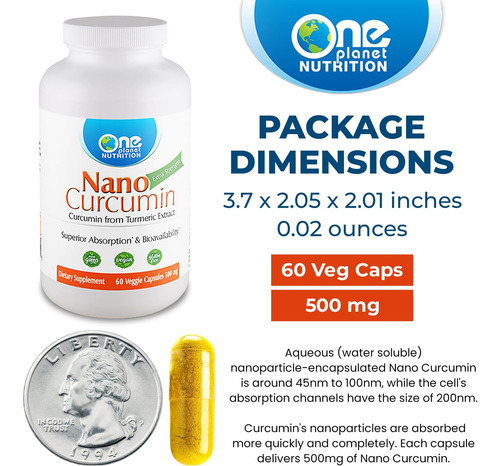 One Planet Nutrition Nano Curcumin 500 Mg, Suplementos Solúv - Imagem 3