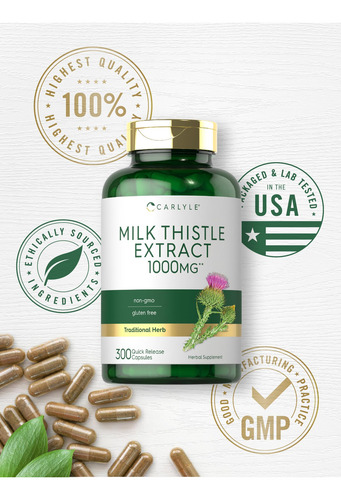 Suplemento Carlyle Milk Thistle 1000mg | 300 Cápsulas - Imagem 5