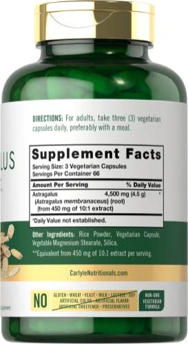 Suplemento Carlyle Astragalus Root Capsules 4500 Mg 200 Unid - Imagem 2