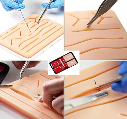 Simulador Avançado Kit Sutura Treino Pele Silicone - Imagem 3