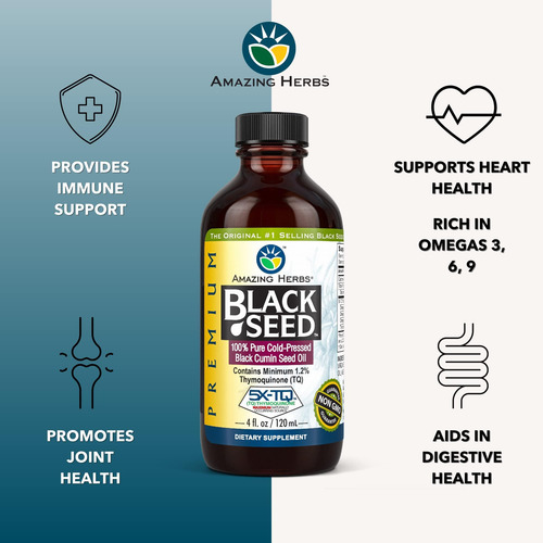Óleo De Semente Preta Premium Amazing Herbs - Sem Glúten, Se - Imagem 2