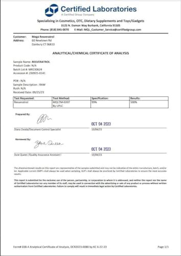 Mega Resveratrol, Grau Farmacêutico, 99% Puro, Trans-resvera - Imagem 4