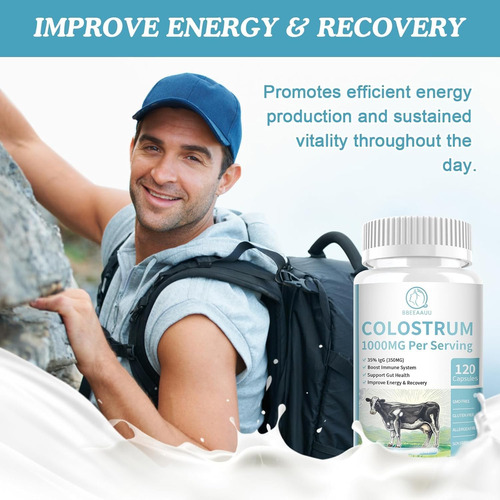 Cápsulas De Colostro Bovino 1000mg-suplemento De Lactoferrin - Imagem 4