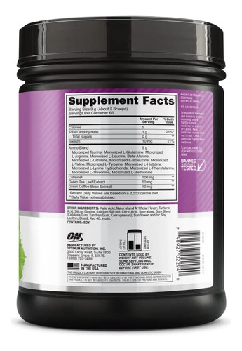 Optimum Nutrition Amino Energy - Pré-treino Com Tisana Verde - Imagem 6