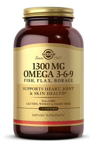Suplemento Solgar Omega 3-6-9 1300mg 120 Cápsulas Gelatinosa