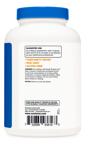 Suplemento Nutricost Betaína Hcl + Pepsina 790 Mg 240 Cápsul - Imagem 4