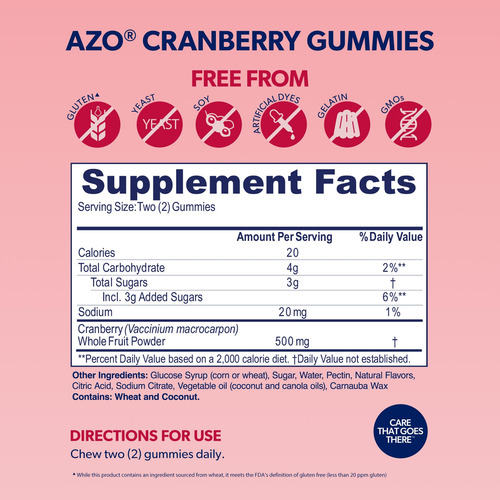 Suplemento Azo Cranberry Urinary Tract Health Gummies 40ct - Imagem 5