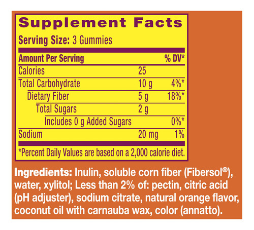 Suplemento De Fibra Metamucil Fiber Gummies Orange 5g 120 Un - Imagem 7