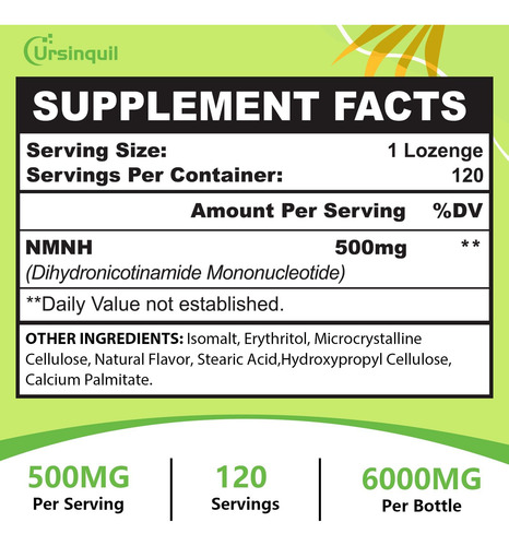 Nmnh Sublingual 500 Mg (mononucleotídeo De Diidronicotinamid - Imagem 2